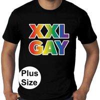 Grote maten XXL Gay regenboog gay pride t-shirt zwart heren - thumbnail