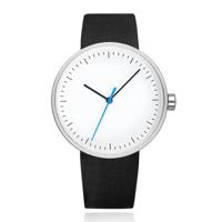 Minimalistisch Herenhorloge met Wit Uurwerk, Zwarte Echt Lederen Band en Zilveren Behuizing