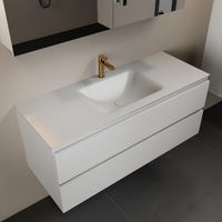 MONDIAZ AIVY 120cm badmeubel Talc, wastafel Talc solid surface midden 1 kraangat met spiegelkast (AI-351621TALC-SI - AI-M120TAMI - AI-C120TAMI) - thumbnail