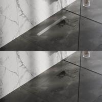Brauer Douchegoot - 80x7x6.7cm - ondiepe vloerflens - tegelinlegrooster omkeerbaar- zijuitloop - RVS DR-MRF80NG