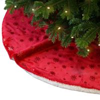 Kerstboomrok - rood - sneeuwvlokken - D100 cm - polyester - kerstboomkleed - thumbnail