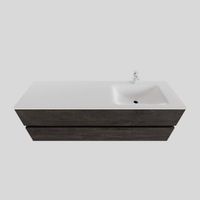 Badkamermeubel Solid Surface BWS Oslo 150x46 cm Rechts Wood Dark Brown (met 1 kraangat) - thumbnail