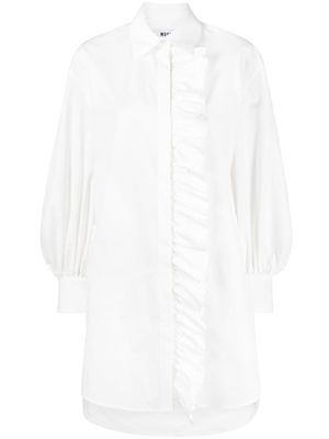 MSGM robe-chemise à détails volantés - Blanc