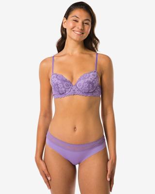 HEMA Dames brazilian micro met kanten tailleband lichtpaars (lichtpaars)