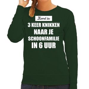 Groene foute kersttrui / sweater Kerst is 3 keer knikken naar schoonfamilie outfit dames