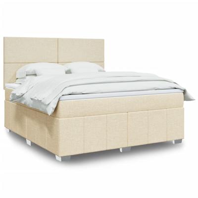 Boxspring met matras stof crèmekleurig 180x200 cm
