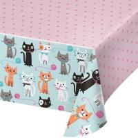 Kinderfeest / verjaardag tafelzeil - Katten/poezen thema - tafelkleed roze - 137 x 259 cm Kinderfeest / verjaardag tafelzeil - Katten/poezen thema - tafelkleed roze - 137 x 259 cm
