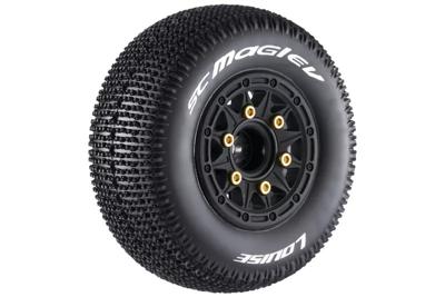 Louise SC-Maglev 1/10 SC banden op zwarte velgen met verwijderbare hex (12, 14, 17mm)