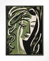Urban Cotton Wandkleed 'Aphrodite' 80 x 110cm in Floating Frame - black