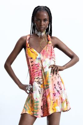 Korte tropische jumpsuit - RED - M