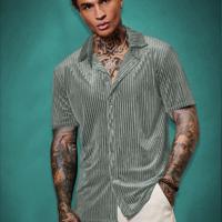 Bon&Bon ModaGents Men's Short Sleeve Red Knitted Button Front Shirt Green / M