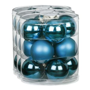 36x stuks glazen kerstballen diep blauw 8 cm glans en mat