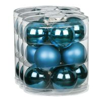 36x stuks glazen kerstballen diep blauw 8 cm glans en mat