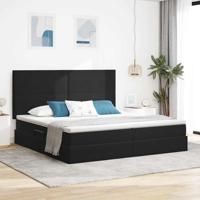 Opbergbed met LED met matras Zwart 200 x 200 cm Fluweel