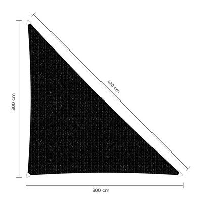 Sunfighter schaduwdoek langhoek zwart 3x3x4.2m.