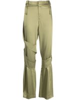 Blumarine pantalon droit en satin à détail de sangles - Vert - thumbnail