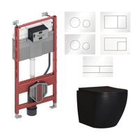 TECE Profil Toiletset set65 Mudo Randloos Mat Zwart met TECE Drukplaat