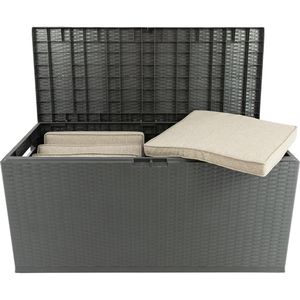 MaxxGarden Kussenbox opbergbox voor kussen Rotan 350L 120x52x60cm - Antraciet