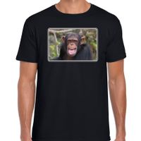 Dieren t-shirt met Chimpansee apen foto zwart voor heren - thumbnail