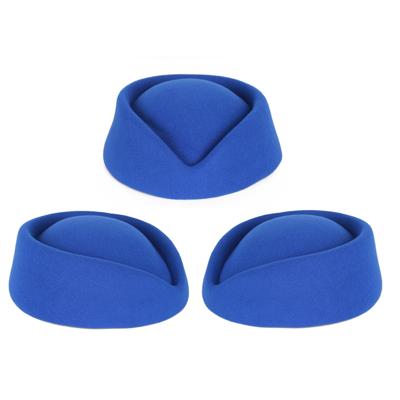 3x Blauwe stewardess hoedjes voor dames