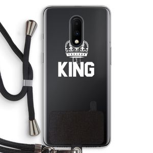 King zwart: OnePlus 7 Transparant Hoesje met koord