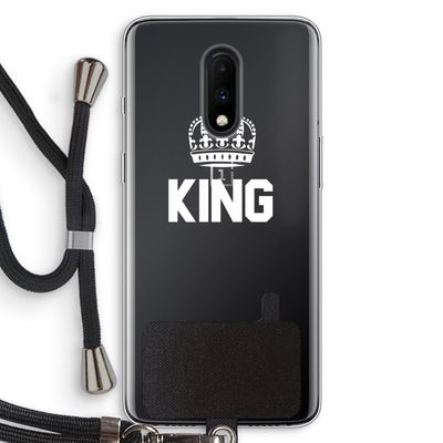 King zwart: OnePlus 7 Transparant Hoesje met koord