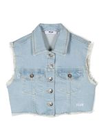 MSGM Kids gilet en jean à bords francs - Bleu - thumbnail