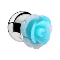 Double Flared Tunnel met bloemenaccessoire Chirurgisch staal 316L Tunnels & Plugs - thumbnail