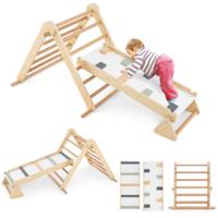 3 in 1 Klimrek Klimdriehoek & Klimladder & Wip Inklapbare Houten Sportdriehoek