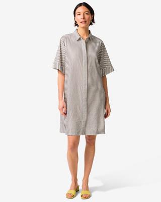 HEMA Damesblousejurk Sally wijd seersucker strepen wit (wit)