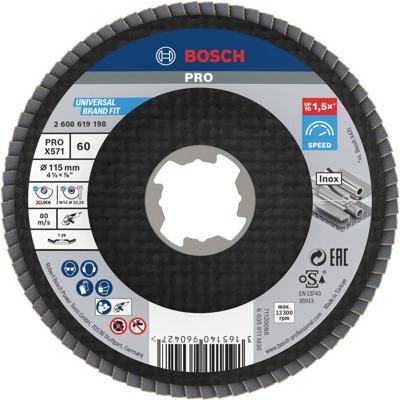 Bosch Accessories 2608619198 Lamellenschuurschijf Diameter 115 cm Boordiameter 22.23 mm Hout, Zacht hout, Hardhout, Metaal, Gietijzer, Staal, Plaatstaal 1