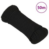 VidaXL Werktouw 4 mm 50 m polyester zwart