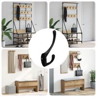 VidaXL Kledinghaak 12 pcs zwart 102 x 29 x 47mm zinklegering