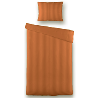 Dekbedovertrek Katoen-Satijn - Satijnstreep - Cognac - Eenpersoons (140x200 Cm) - Bruin Katoen-satijn Katoen - Strepen & Hotel Luxe - Presence - Dekbed-Discounter.nl