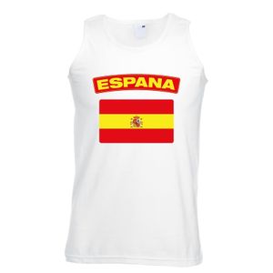 Singlet shirt/ tanktop Spaanse vlag wit heren