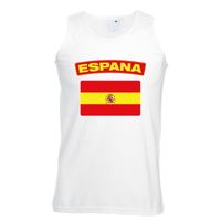 Singlet shirt/ tanktop Spaanse vlag wit heren - thumbnail