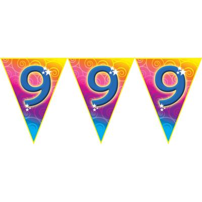 Verjaardag vlaggenlijn - 9 jaar - 5 meter - leeftijd vlaggetjes - kunststof