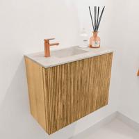 Toiletmeubel Mondiaz Joya Dlux | 50 cm | Meubelkleur Oak | Faye wastafel Ostra Wasbak Links | 1 kraangat