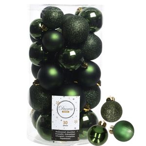 Decoris kerstballen 44x stuks donkergroen 3-4-5-6 cm kunststof