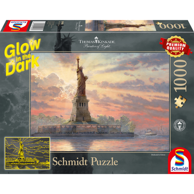 Schmidt puzzel 1000 stukjes GLOW IN THE DARK Statue of Liberty in the twilight