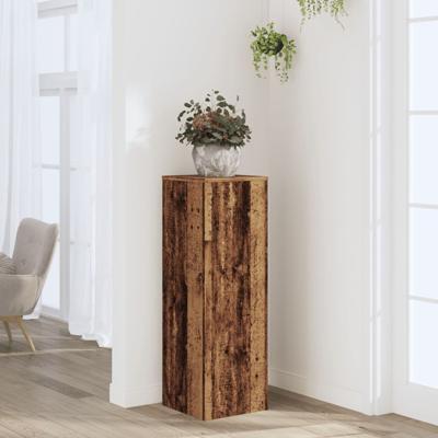 Plantenstandaard 33x33x100 cm bewerkt hout oud houtkleurig
