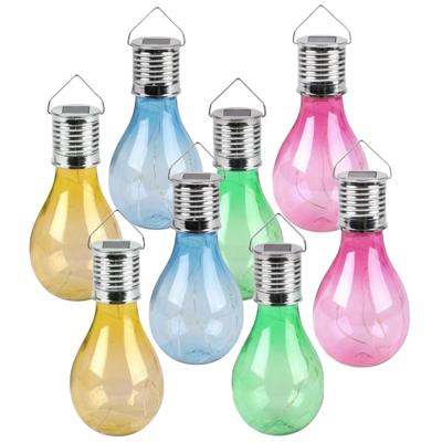 Solar sfeer hanglamp - 8x stuks - geel / groen / roze / blauw - 15 cm - kunststof - aan haak