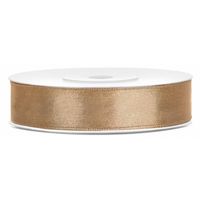 1x Gouden satijnlint rol 1,2 cm x 25 meter cadeaulint verpakkingsmateriaal - Cadeaulinten