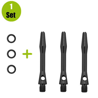Lena Lena Aluminium Dartshafts + Rubber - Zwart