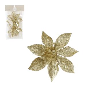 Decoratie bloemen op clip - 2x stuks - goud - 15 cm - polystyreen