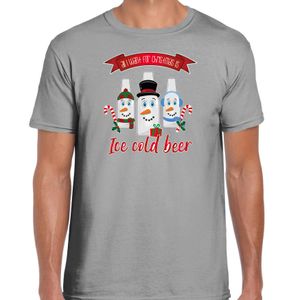 Fout kersttrui t-shirt voor heren - IJskoud bier - grijs - Christmas beer