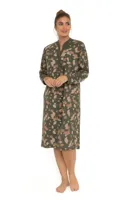 Lunatex dames nachthemd - Warme Dikke Tricot - Leaves - Katoenen dames nachtjapon