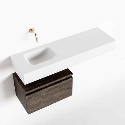 Toiletmeubel Mondiaz Andor | 100 cm | Meubelkleur Dark brown | Lex vrijhangend wastafel Talc Links | Zonder kraangat