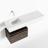 Toiletmeubel Mondiaz Andor | 100 cm | Meubelkleur Dark brown | Lex vrijhangend wastafel Talc Links | Zonder kraangat Toiletmeubel Mondiaz Andor | 100 cm | Meubelkleur Dark brown | Lex vrijhangend wastafel Talc Links | Zonder kraangat