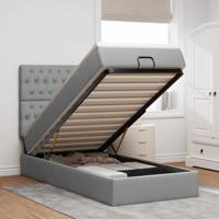 Bed met matras 100x200 cm stof lichtgrijs